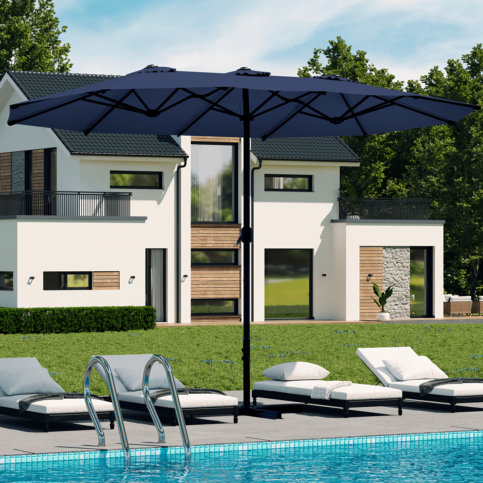 Outdoor Power Vent - Large 15x9ft Double-Sided Outdoor Patio Umbrella