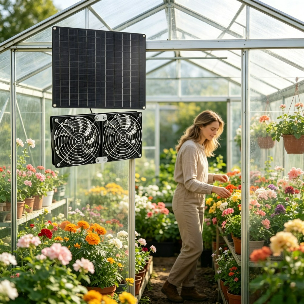 Outdoor Power Vent - Durable IPX7 Waterproof Solar Powered Dual