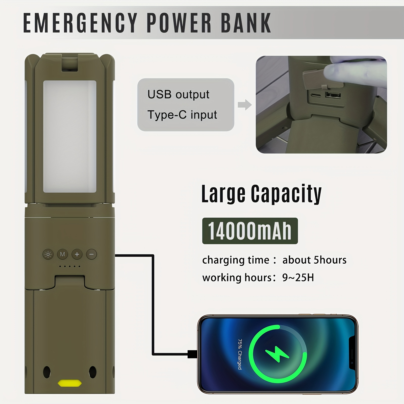 Camping Lantern, 14000mAh Rech - Power Switch Outdoor 리뷰 및 가격